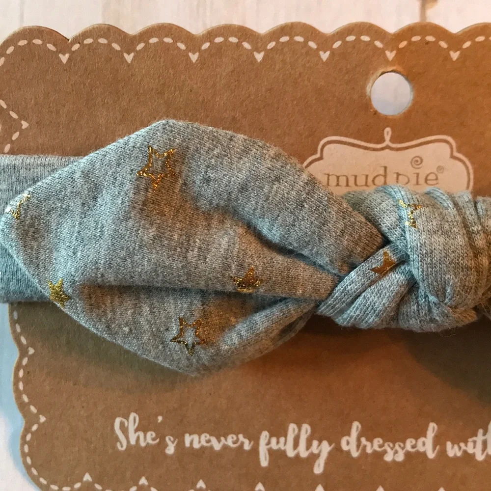 Mud Pie Grey Knot Bow Headband
